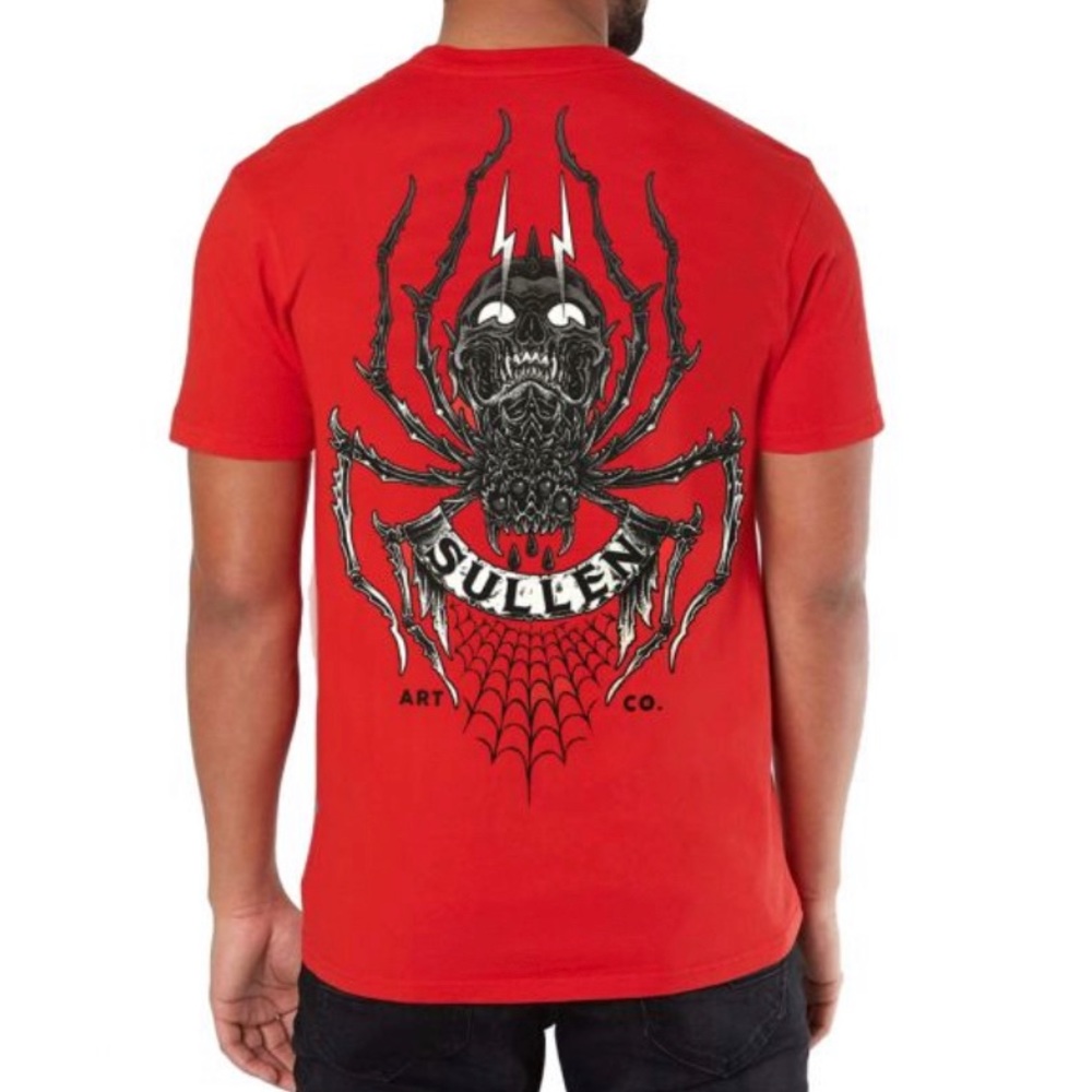 ☠️ NEW SULLEN ART MENS RED SPIDER TEE SZ:XL NWOT🏷
